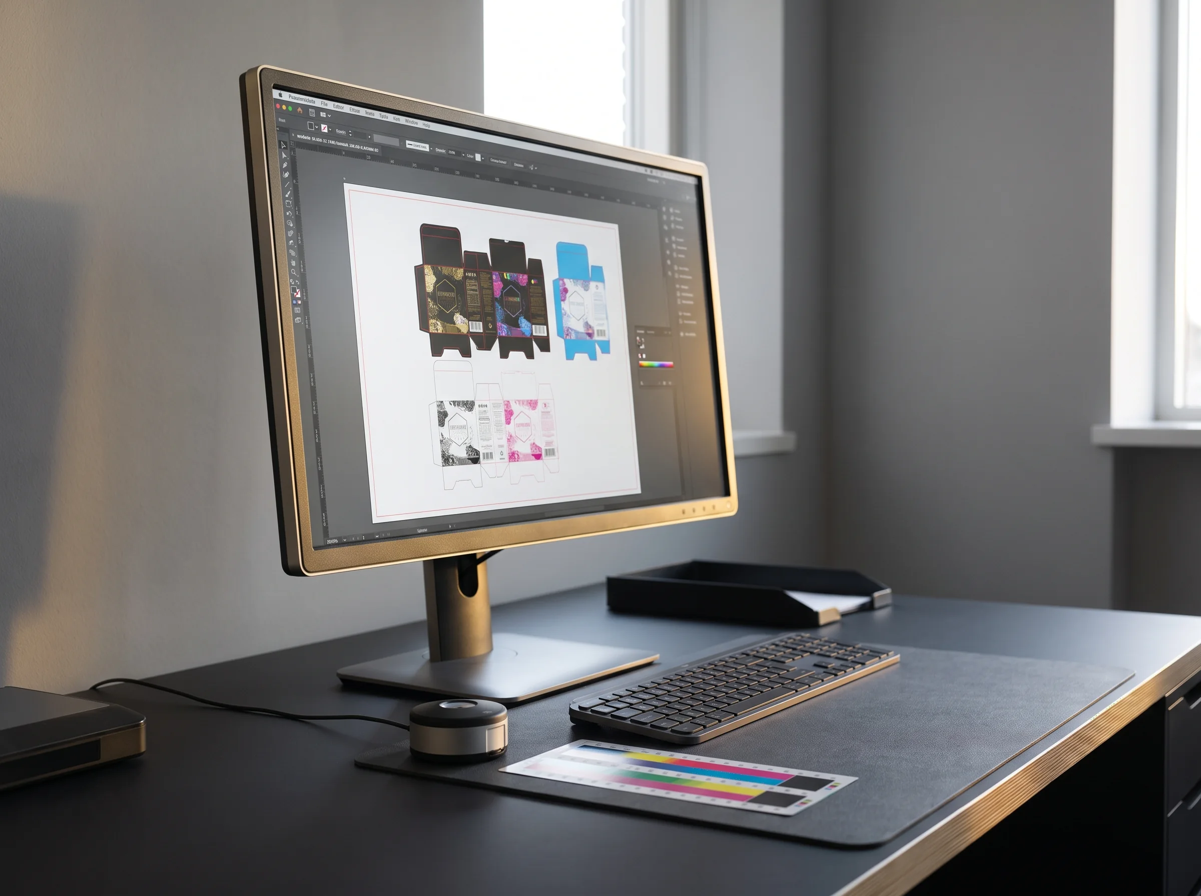 Baskı öncesi grafik çalışması — renk ayrımı ve prova kontrolü, temsilî görsel